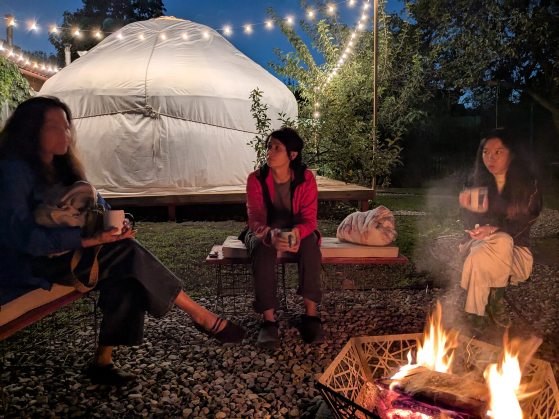 Evening gathering around the fire pit