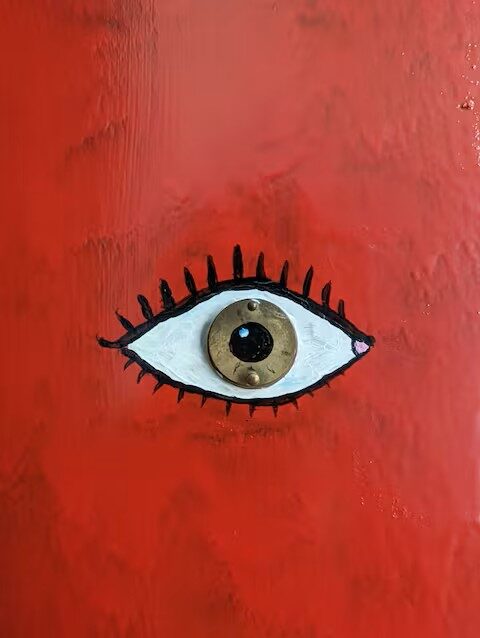 Original eye artwork — red canvas